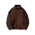 Ghassy Co. Erkek Alaska Regular Peluş Sherpa Kışlık Tam Fermuarlı Polar Sweatshirt KAHVE S