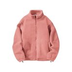 Ghassy Co. Erkek Alaska Regular Peluş Sherpa Kışlık Tam Fermuarlı Polar Sweatshirt Pudra M