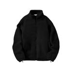 Ghassy Co. Erkek Alaska Regular Peluş Sherpa Kışlık Tam Fermuarlı Polar Sweatshirt SİYAH L