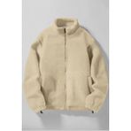 Ghassy Co. Erkek Alaska Regular Peluş Sherpa Kışlık Tam Fermuarlı Polar Sweatshirt - XL - Taş