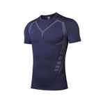 GHASSY CO . Erkek Compression Ultra Esnek Koşu Egzersiz Hızlı Kuruma Nefes Alabilen Kısa Kollu Spor T-shirt