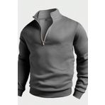 Ghassy Co. Erkek Dik Yaka Silver Yarım Fermuarlı Sweatshirt FÜME XL