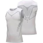 Ghassy Co. Erkek Fitness Hızlı Kuruma Nefes Alabilen Çapraz Daraltma Tipi Kolsuz Spor T-Shirt - M - Beyaz