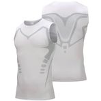 Ghassy Co. Erkek Fitness Hızlı Kuruma Nefes Alabilen Çapraz Daraltma Tipi Kolsuz Spor T-Shirt - XL - Beyaz