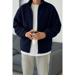 Ghassy Co. Erkek Isı Termal Iç Dış Sherpa Sonbahar Kış Tam Fermuarlı Peluş Polar Sweatshirt - Lacivert