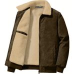Ghassy Co. Erkek Kadife Rüzgar Geçirmez Gömlek Yaka Peluş Astarlı Mont Casual Kullanım İçin - Kahve - XL