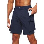 Ghassy Co. Erkek Kamp Yürüyüş Seyahat Hızlı Kuruma Çok Cepli Outdoor Şort LACİVERT XL