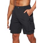 Ghassy Co. Erkek Kamp Yürüyüş Seyahat Hızlı Kuruma Çok Cepli Outdoor Şort SİYAH M