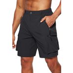 Ghassy Co. Erkek Kamp Yürüyüş Seyahat Hızlı Kuruma Çok Cepli Outdoor Şort SİYAH S