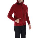 GHASSY CO. ERKEK KAPŞONLU POLAR CEKET BORDO XXL