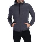 GHASSY CO. ERKEK KAPŞONLU POLAR CEKET KOYU GRİ S