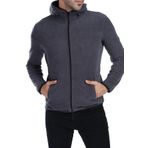 GHASSY CO. ERKEK KAPŞONLU POLAR CEKET KOYU GRİ XL