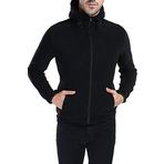 GHASSY CO. ERKEK KAPŞONLU POLAR CEKET SİYAH XL