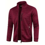 Ghassy Co. Erkek Kırçıllı Yüzey Hafif Rüzgar Geçirmez Tam Fermuarlı Polar Ceket - XL - Bordo