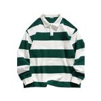 Ghassy Co. Erkek London Çizgili Şeritli Pamuklu İçi Polarlı Polo Yaka Sweatshirt Nefti M