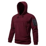 Ghassy Co. Erkek Military Sport Warm Outdoor Kapüşonlu Polar Ceket BORDO L