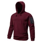 Ghassy Co. Erkek Military Sport Warm Outdoor Kapüşonlu Polar Ceket BORDO XXL