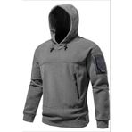 Ghassy Co. Erkek Military Sport Warm Outdoor Kapüşonlu Polar Ceket KOYU GRİ S