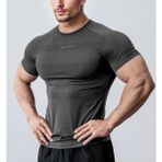Ghassy Co. Erkek Nem Emici Hızlı Kuruyan Renk Solmayan Atletik Teknik Fitness Spor T-Shirt - Füme
