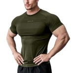 Ghassy Co. Erkek Nem Emici Hızlı Kuruyan Renk Solmayan Atletik Teknik Fitness Spor T-shirt HAKİ S
