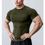 Ghassy Co. Erkek Nem Emici Hızlı Kuruyan Renk Solmayan Atletik Teknik Fitness Spor T-shirt HAKİ XXL