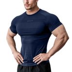 Ghassy Co. Erkek Nem Emici Hızlı Kuruyan Renk Solmayan Atletik Teknik Fitness Spor T-shirt LACİVERT XXL