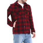 Ghassy Co. Erkek Oduncu Düğmeli Çift Cepli Ekose Polar Outdoor Gömlek Ceket - Kırmızı