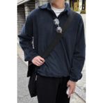 Ghassy Co. Erkek Oversize Ayarlanabilir Bel Lastikli Gömlek Yaka Polar Sweatshirt - Lacivert