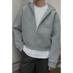 Ghassy Co. Erkek Pamuklu Günlük Rahat İlkbahar ve Sonbahar Çok Yönlü Kemer Boy Kapüşonlu Sweatshirt GRİ