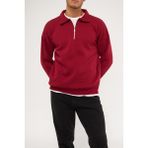 Ghassy Co. Erkek Polo Yaka Oversize Yarım Fermuarlı Sweatshirt - Bordo