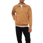 Ghassy Co. Erkek Polo Yaka Oversize Yarım Fermuarlı Sweatshirt TARÇIN S