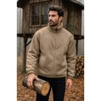 Ghassy Co. Erkek Pro Termal İç Dış Sherpa Rüzgar Geçirmez Peluş Sweatshirt Standart Boy Uzunluğu - Bej