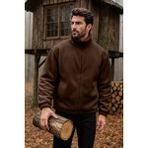 Ghassy Co. Erkek Pro Termal Iç Dış Sherpa Rüzgar Geçirmez Peluş Sweatshirt XL Sportswear - Kahve