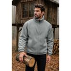 Ghassy Co. Erkek Pro Termal Iç Dış Sherpa Sonbahar Kış Tam Fermuarlı Peluş Sweatshirt - Açık Grı