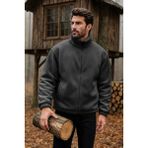 Ghassy Co. Erkek Pro Termal Iç Dış Sherpa Sonbahar Kış Tam Fermuarlı Peluş Sweatshirt - Füme