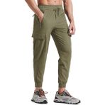 Ghassy Co. Erkek Quich Dry Running Athletic Dar Paça Joggers Hafif Outdoor Pantolon - 2XL - Haki
