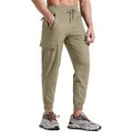 Ghassy Co. Erkek Quich Dry Running Athletic Dar Paça Joggers Hafif Outdoor Pantolon - Bej
