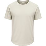 Ghassy Co. Erkek Reglan Oval Kesim Pamuk Yumuşak Dokulu Bisiklet Yaka T-Shirt - Taş