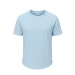 Ghassy Co. Erkek Reglan Oval Kesim%100 Pamuk Yumuşak Dokulu Bisiklet Yaka T-shirt AÇIK MAVİ M