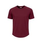 Ghassy Co. Erkek Reglan Oval Kesim%100 Pamuk Yumuşak Dokulu Bisiklet Yaka T-shirt BORDO L