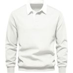 Ghassy Co. Erkek Retro Renk Bloklu Pamuklu Gömlek Yaka Sweatshirt - 2XL - Beyaz