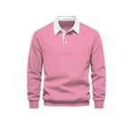 Ghassy Co. Erkek Retro Renk Bloklu Pamuklu Gömlek Yaka Sweatshirt pembe M