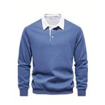 Ghassy Co. Erkek Retro Renk Bloklu Pamuklu Gömlek Yaka Sweatshirt