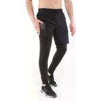 Ghassy Co. Erkek Running Compression Hızlı Kuruma Micropoly Halısaha Antrenman Gym Fitness Koşu Uzun Taytlı Şort - Siyah - 2XL