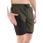 Ghassy Co. Erkek Running Hızlı Kuruma Micropolyester Arka Fermuar Cepli nane Hananlu Halkalı Antrenman Futbol Fitness Kısa Taytlı Şort Haki S, G Design By mpany
