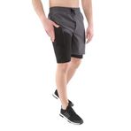 Ghassy Co Erkek Running Hızlı Kuruma Micropolyester Arka Fermuar Cepli ve Havlu Halkalı Antrenman Futbol Fitness Kısa Taytlı Şort FÜME 3XL