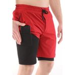 Ghassy Co Erkek Running Hızlı Kuruma Micropolyester Arka Fermuar Cepli ve Havlu Halkalı Antrenman Futbol Fitness Kısa Taytlı Şort KIRMIZI 3XL