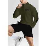 Ghassy Co. Erkek Running Hızlı Kuruma Nem Emici Teknik Performan Uzun Kollu T-shirt Haki S