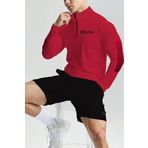 Ghassy Co. Erkek Running Hızlı Kuruma Nem Emici Teknik Performan Uzun Kollu T-shirt KIRMIZI XXL