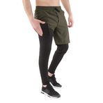 Ghassy Co. Erkek Running mpression Hızlı Kuruma Micropoly Halısaha Antrenman Gym Fitness Koşu Uzun Taytlı Şort Haki M